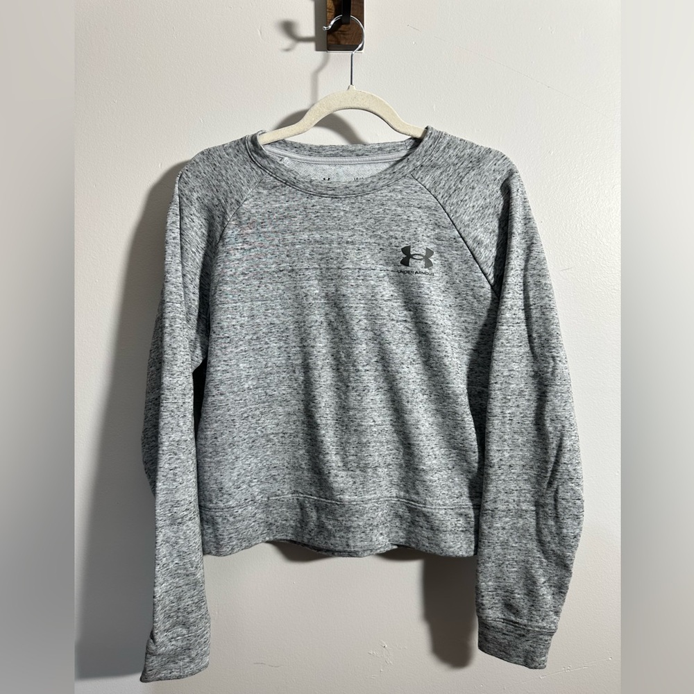 Under Armour Sweatshirt Women's L Long Sleeve Logo Loose Crew Neck Gray